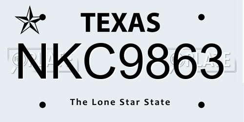 NKC9863 Texas License Plate