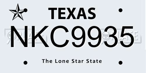 NKC9935 Texas License Plate