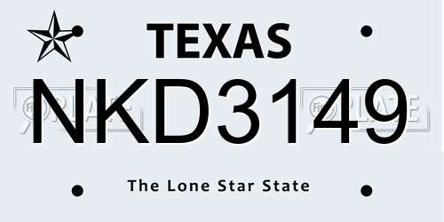 NKD3149 Texas License Plate