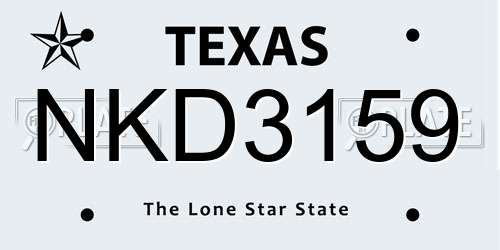 NKD3159 Texas License Plate