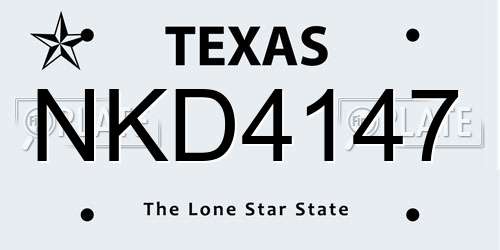 NKD4147 Texas License Plate