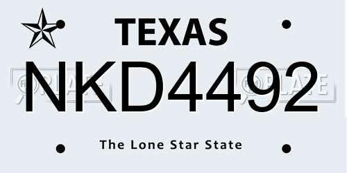 NKD4492 Texas License Plate