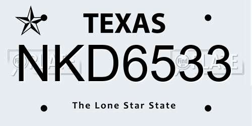 NKD6533 Texas License Plate
