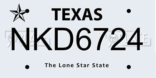 NKD6724 Texas License Plate
