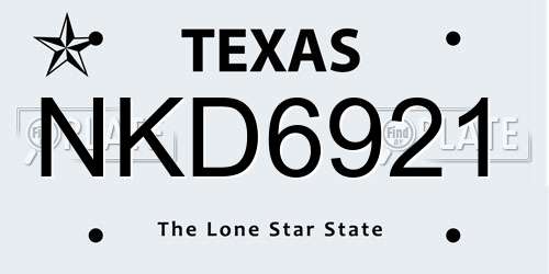 NKD6921 Texas License Plate