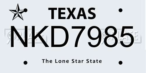 NKD7985 Texas License Plate