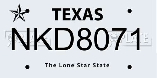 NKD8071 Texas License Plate