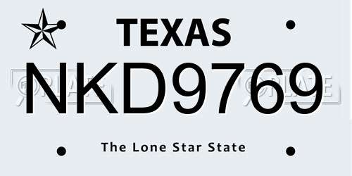NKD9769 Texas License Plate
