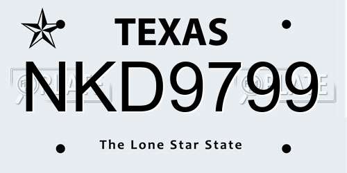 NKD9799 Texas License Plate