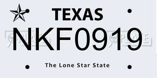 NKF0919 Texas License Plate