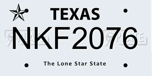 NKF2076 Texas License Plate