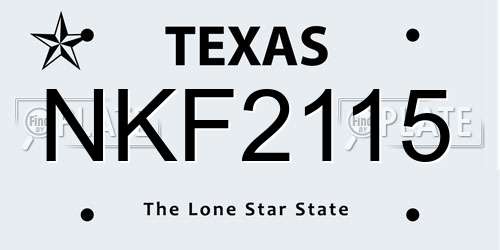 NKF2115 Texas License Plate