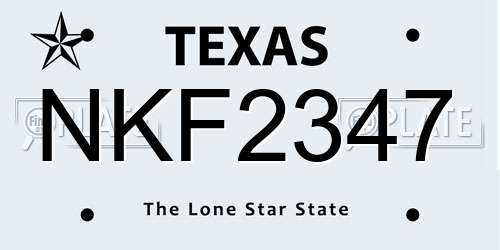 NKF2347 Texas License Plate