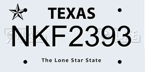 NKF2393 Texas License Plate