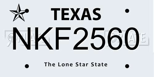 NKF2560 Texas License Plate