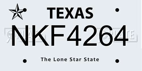 NKF4264 Texas License Plate