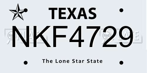 NKF4729 Texas License Plate