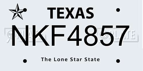 NKF4857 Texas License Plate