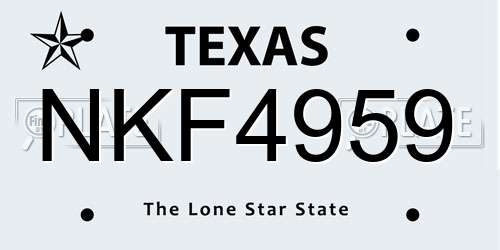 NKF4959 Texas License Plate