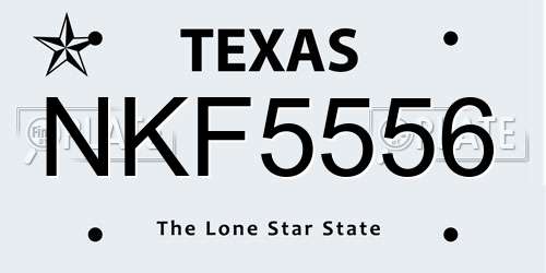 NKF5556 Texas License Plate
