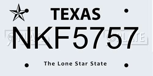 NKF5757 Texas License Plate