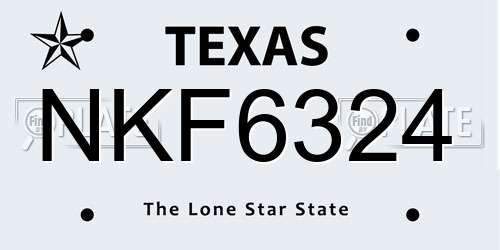NKF6324 Texas License Plate