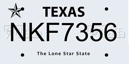 NKF7356 Texas License Plate