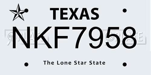NKF7958 Texas License Plate