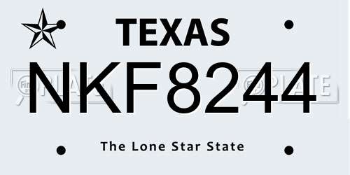 NKF8244 Texas License Plate