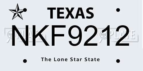 NKF9212 Texas License Plate
