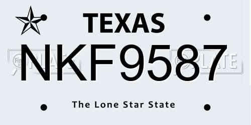 NKF9587 Texas License Plate