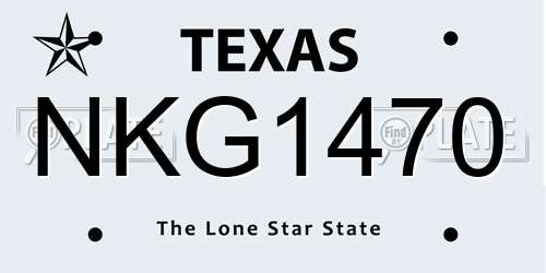 NKG1470 Texas License Plate