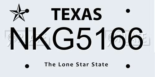 NKG5166 Texas License Plate