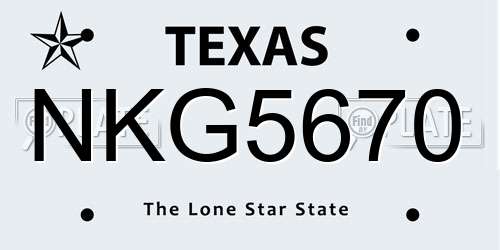 NKG5670 Texas License Plate