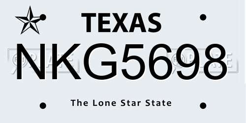 NKG5698 Texas License Plate