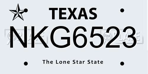 NKG6523 Texas License Plate