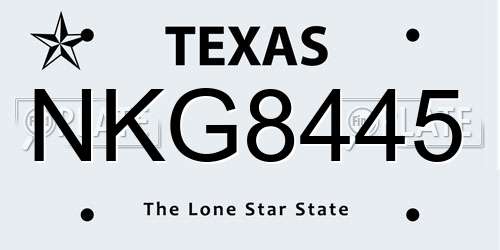 NKG8445 Texas License Plate
