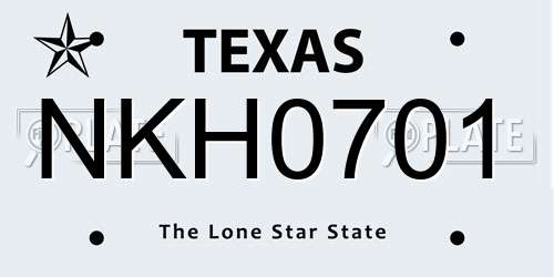 NKH0701 Texas License Plate