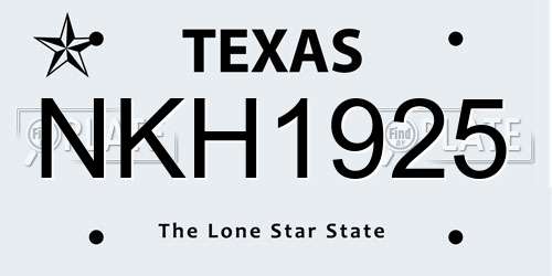 NKH1925 Texas License Plate