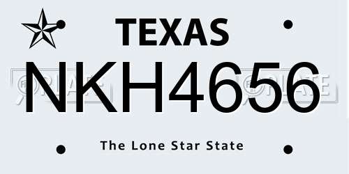 NKH4656 Texas License Plate