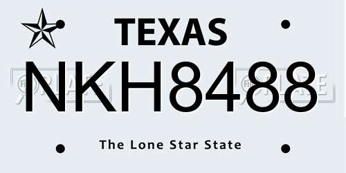 NKH8488 Texas License Plate