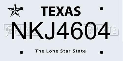 NKJ4604 Texas License Plate