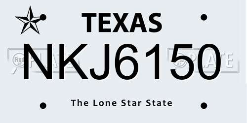 NKJ6150 Texas License Plate