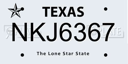 NKJ6367 Texas License Plate