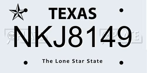 NKJ8149 Texas License Plate