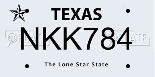 NKK784 Texas License Plate