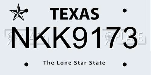 NKK9173 Texas License Plate