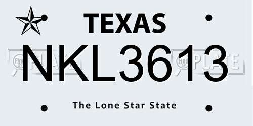 NKL3613 Texas License Plate