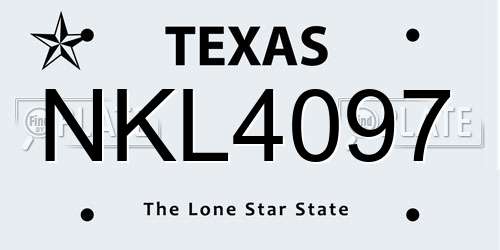 NKL4097 Texas License Plate