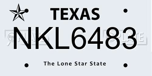 NKL6483 Texas License Plate